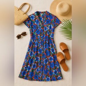 J. Crew Blue and Green Floral Maxi Dress | Size Medium